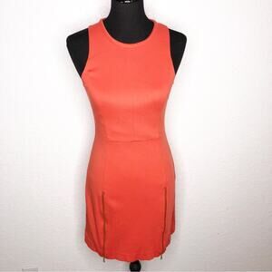 Trina Turk orange zipper hem sleeveless sheath dress